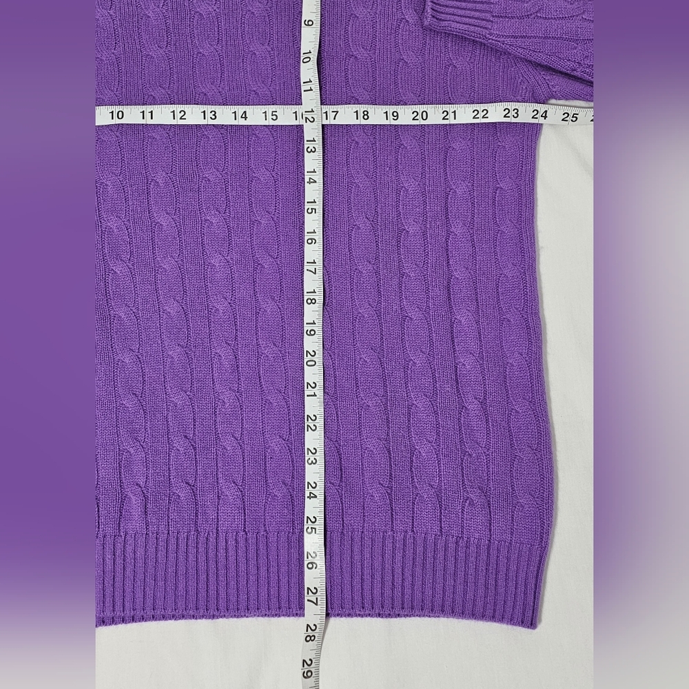 Joseph & Lyman 100% Cashmere Sweater Purple Cable Knit Crewneck Size L Luxury - Picture 7 of 7